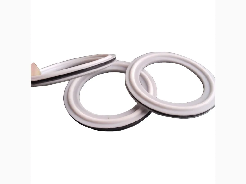 Gioăng bọc PTFE lõi EPDM nhiều cỡ đặt cạnh nhau trên nền trắng