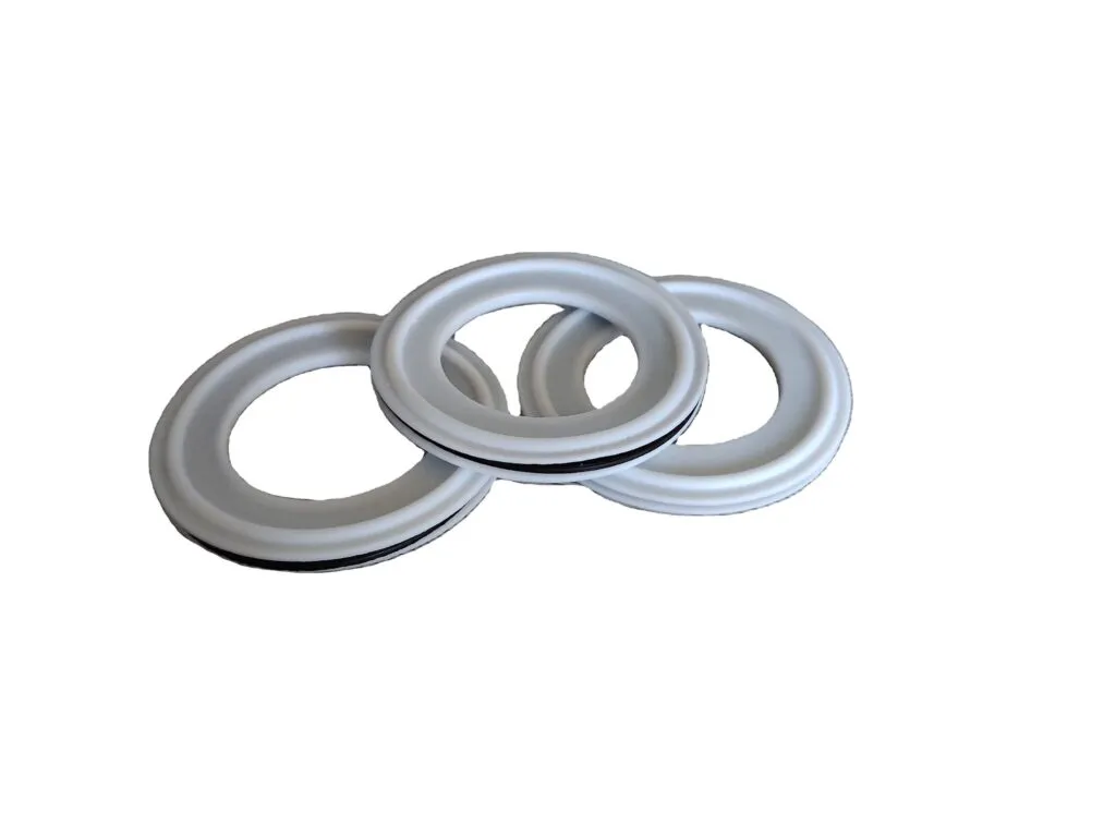 Gioăng bọc PTFE lõi EPDM xếp chồng, viền vỏ PTFE trắng ôm lõi cao su đen