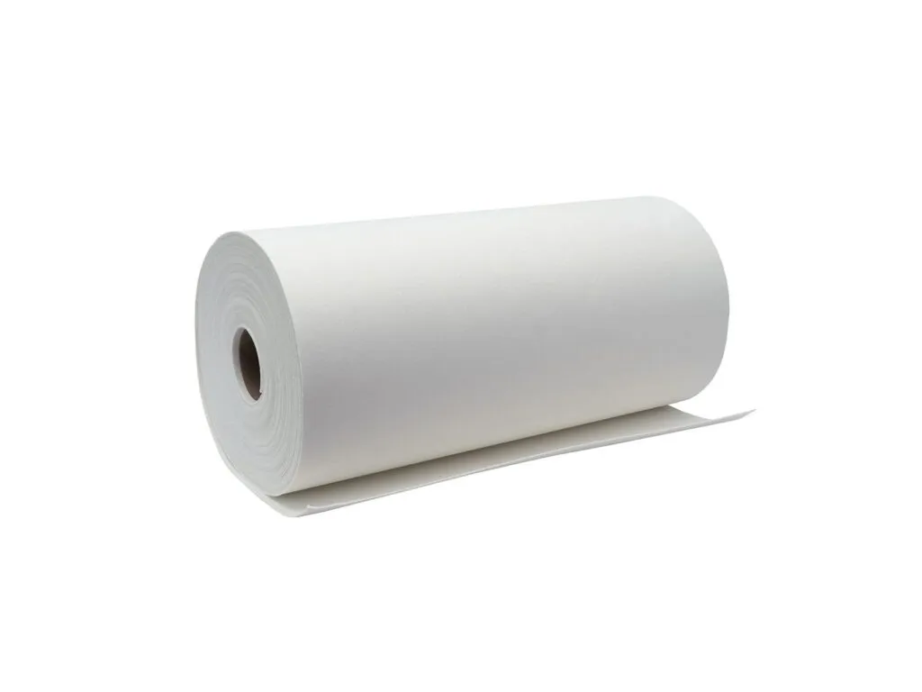 Gioăng chịu nhiệt sợi gốm: cuộn giấy ceramic trắng nằm ngang