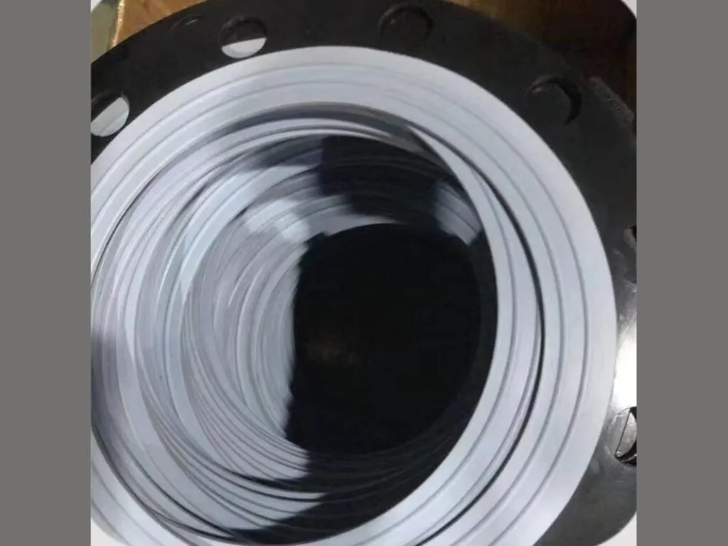 Gioăng ptfe và eptfe: gioăng bọc PTFE nhìn gần lớp vỏ ôm lõi