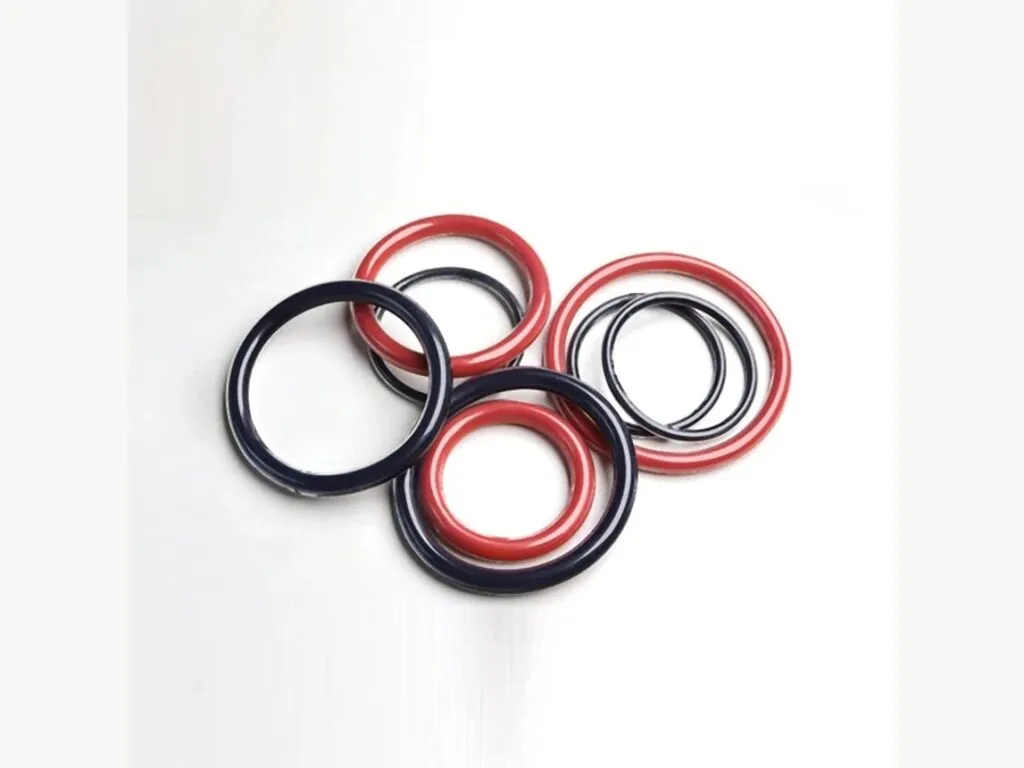 Oring bọc teflon lõi đỏ và đen đặt rời nhau