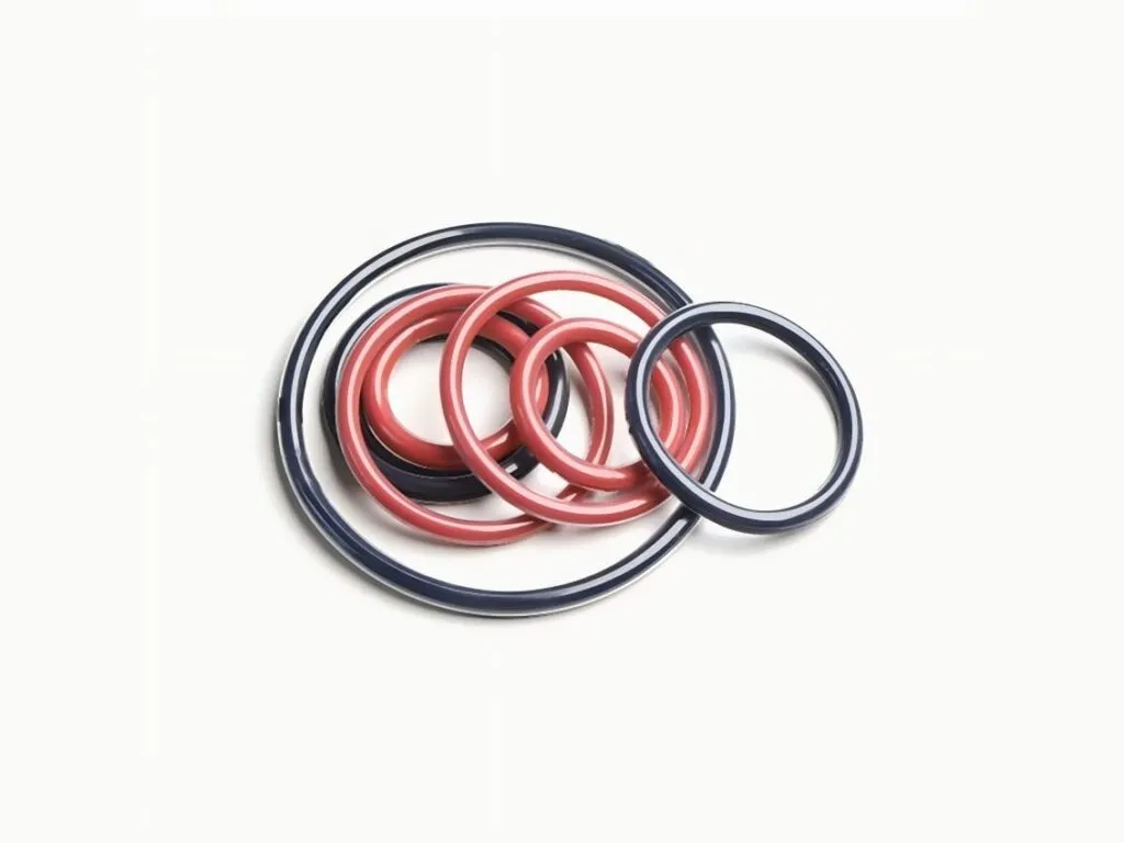 Oring bọc teflon lõi đỏ và lõi đen nhiều cỡ trên nền trắng